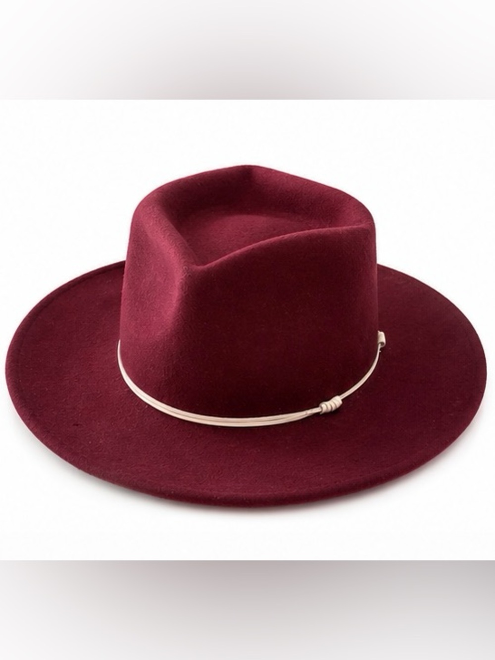 Wyeth London Wool Felt Fedora Hat Burgundy Wide Brim Rancher OS
